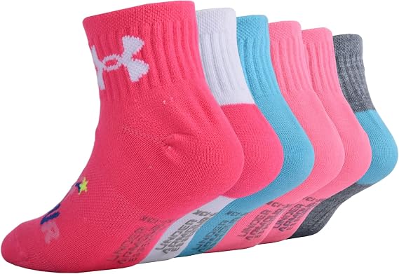🎀 Neon Pink Multi  girls Multi Pack Quarter Sock