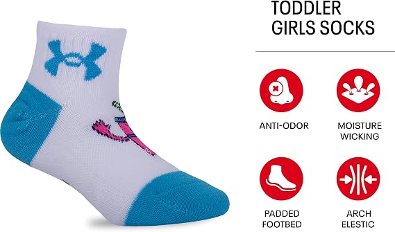 🎀 Blue/Gray Multi  girls Multi Pack Quarter Sock