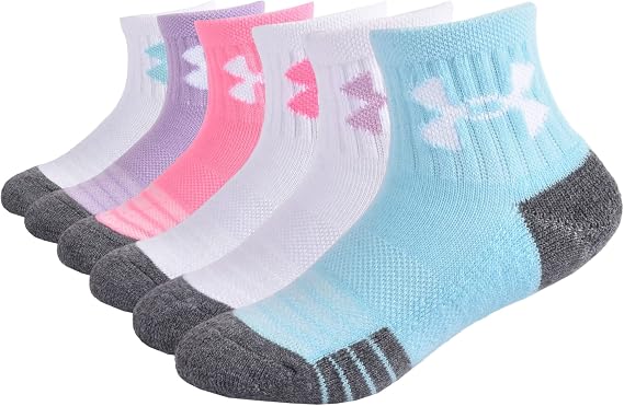 🎀 White/Multi Hearts girls Multi Pack Quarter Sock