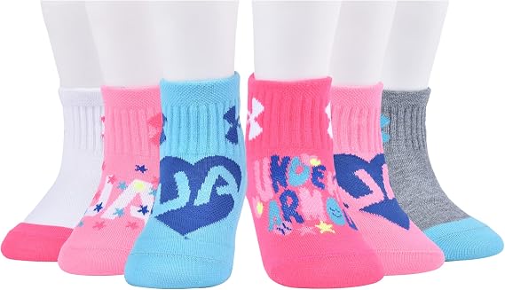 🎀 Neon Pink Multi  girls Multi Pack Quarter Sock